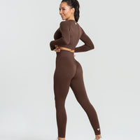 Power Seamless Long Sleeve Crop Top | Walnut Brown