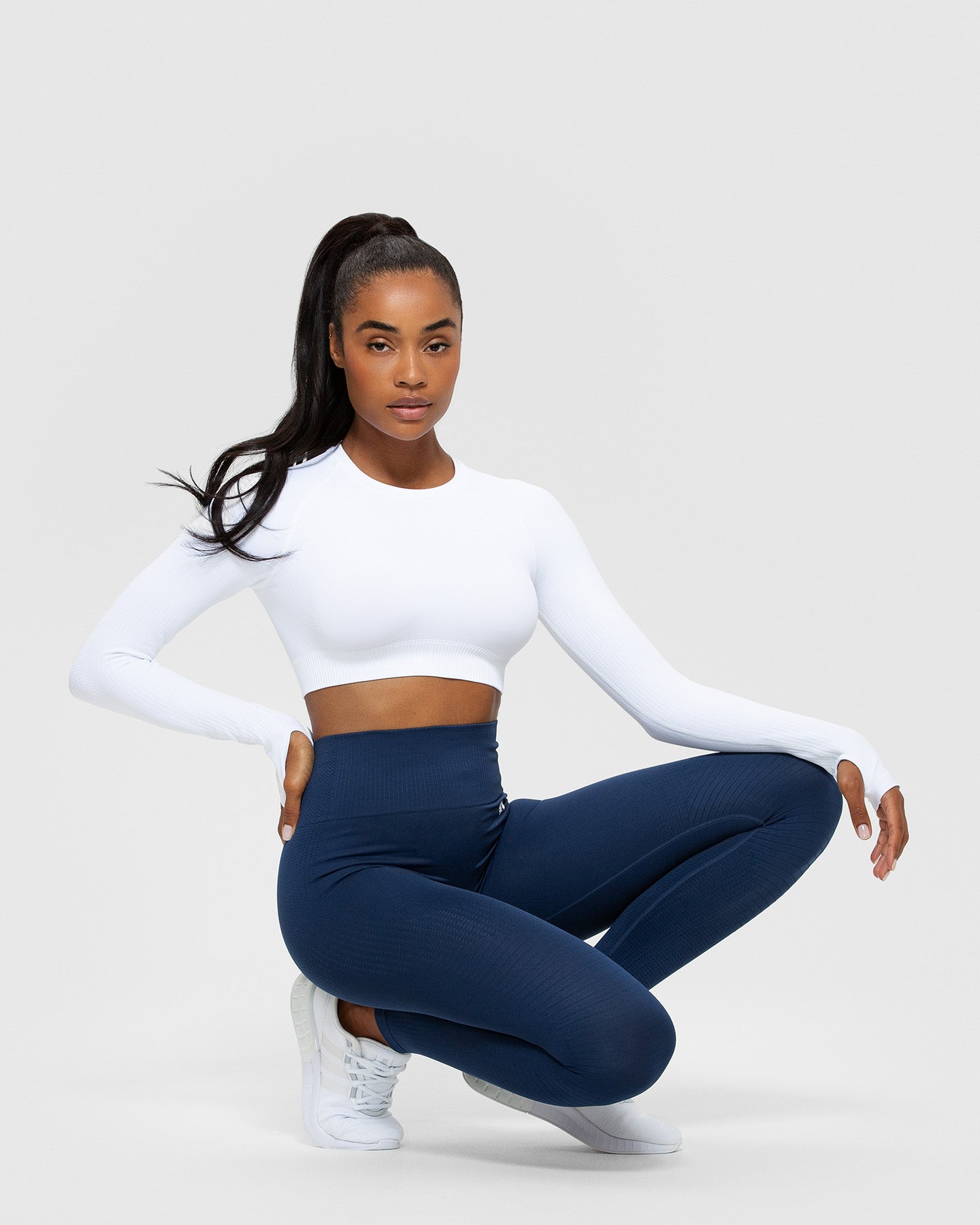 Monday Long Sleeve Crop Top White