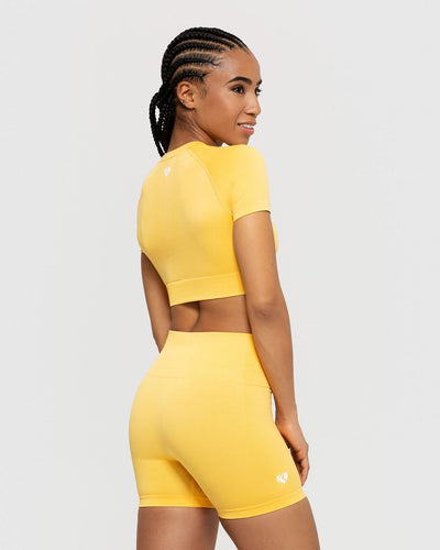 Power Seamless Short Sleeve Crop Top Sorbet Orange