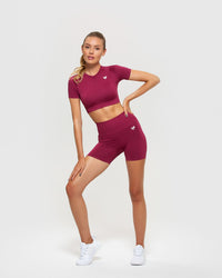 Power Seamless Short Sleeve Crop Top | Raspberry